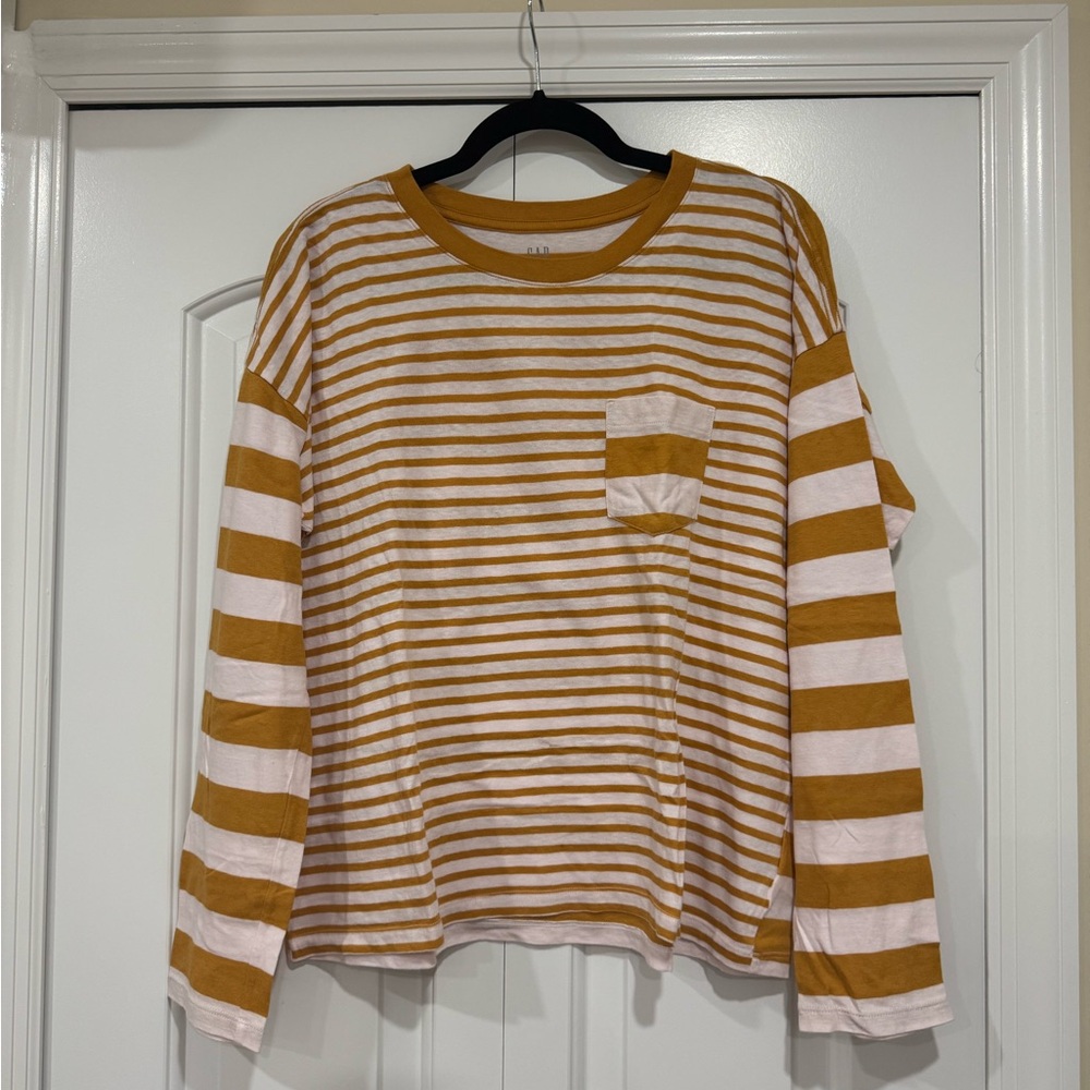 GAP Mustard and White Striped Shirt